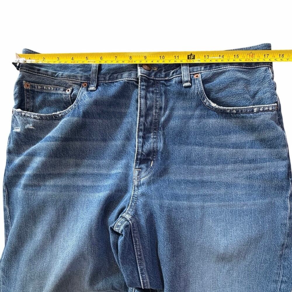 Madewell Low-Slung Baggy Crop Blue Jeans Raw Hem Button Fly Wide Leg Y2K Size 34 - Picture 7 of 16